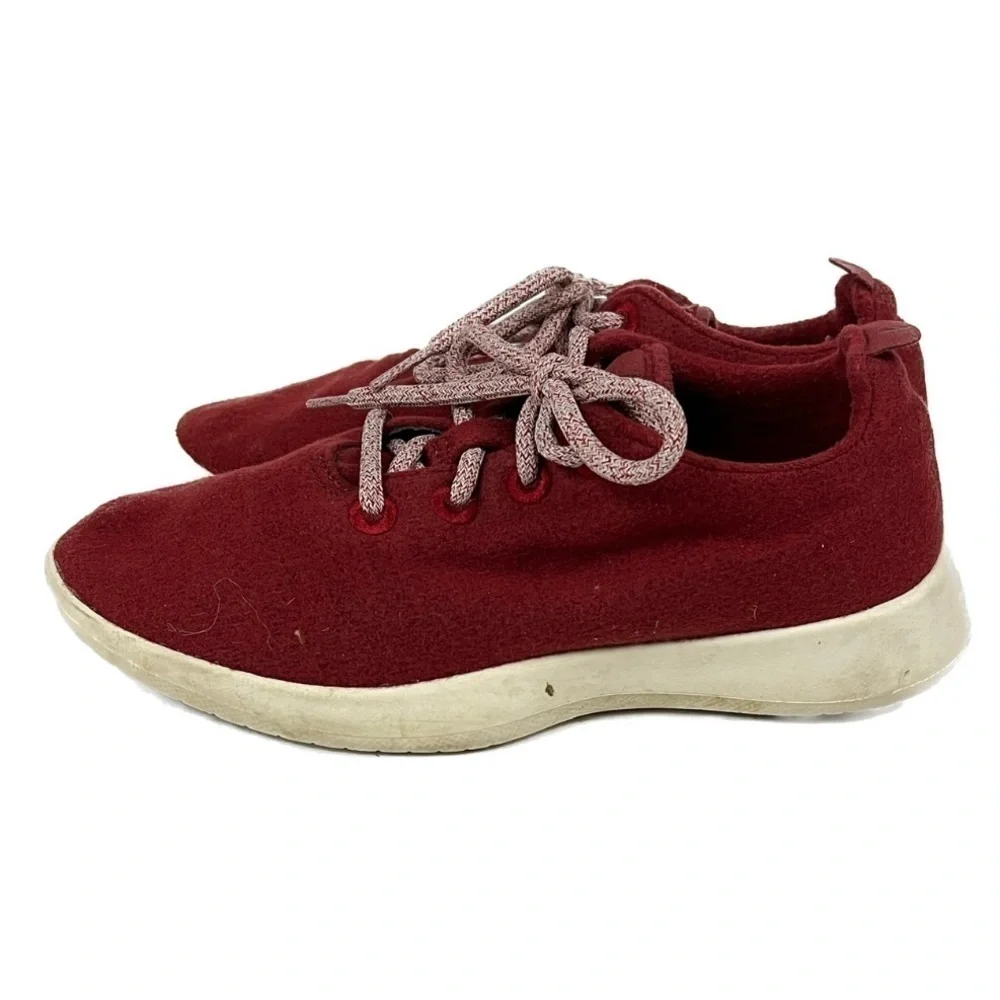 Allbirds Burgundy Red Merino Wool Runners Tuke Jo Shoes - Size 8